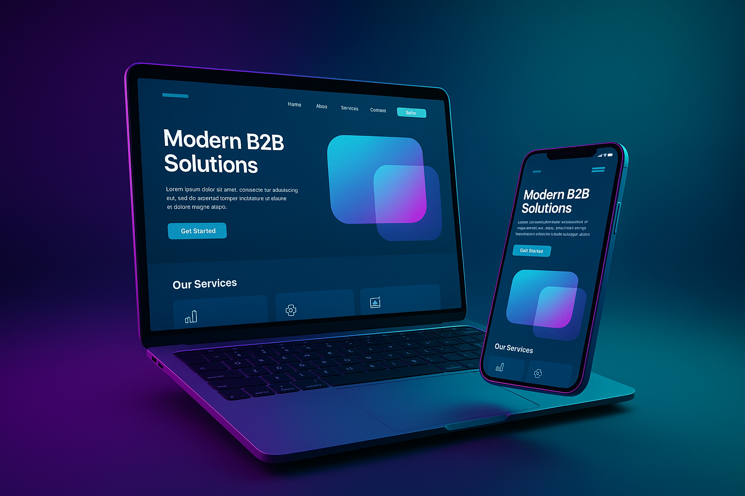 Professional B2B website mockup